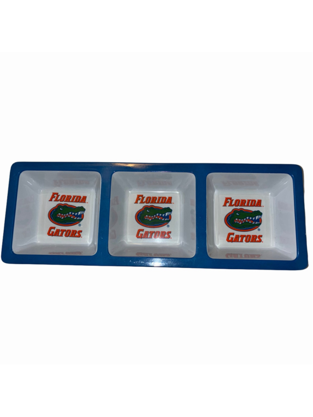 Florida Gators Triple Section Dip Serving Dish Blue and White